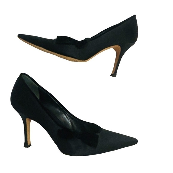 MANOLO Blahnik Satin Bow Pump High Heels SZ 40 US 10 - Picture 12 of 15